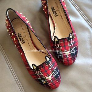 Charlotte Olympia Studded Cat Face Flats 36.5